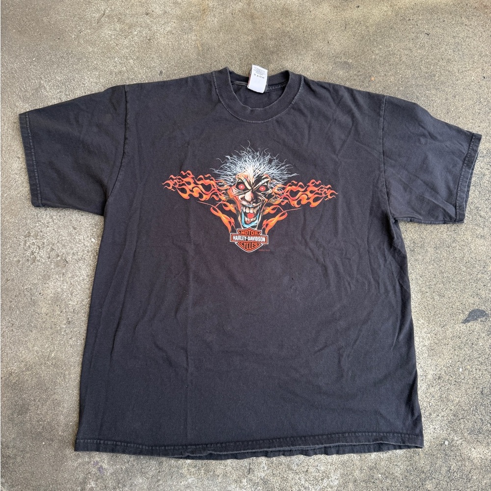 Harley-Davidson 2007 Flames Skull Graphic T-Shirt XL Black Ted's Alton IL